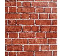 FENTIS Papel Pintado Autoadhesivo Vintage Papel Pintado Efecto Ladrillo Rojo para Cocina Vinilo para Envolver Plástico Autoadhesivo Papel de Contacto Rollo para Dormitorio y Salón 44x500cm