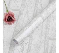FENTIS Papel Pintado de Ladrillo Blanco Vintage Papel Pintado Autoadhesivo Para Cocina Decorativa Pelar y Pegar Fondo de Pantalla Rollo de Pegatinas de Pared Para Dormitorio Sala Decoración 44x1000cm