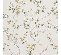 FENTIS Papel Pintado Vinilo Adhesivo Plástico Autoadhesivo Beige Papel Pintado para Salón Patrón de Hojas y Flores Adhesivo MuralRemovible Vinilo Adhesivo para Cocina Armario Puerta 44.5x500cm