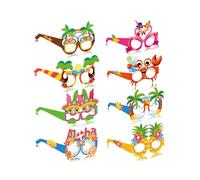 FEQDWOX Pack 8 Gafas de Sol de Fiesta Hawaianas Divertidas. Accesorios Tropicales para Verano, Piscina, Playa, Cumpleaños, Luau, Carnaval, Para Adultos y Niños