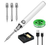 Fer a soldar kit eléctrico portátil, temperatura regulable, 3 puntas de soldadura, alambre de soldadura, soporte incluido, marca profesional