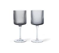 Ferm Living 2 Copas de vino blanco Ripple 26 cl Smoked grey
