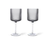 Ferm Living 2 Copas de vino tinto Ripple 32.5 cl Smoked grey