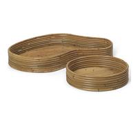 ferm LIVING Bandeja para servir ISOLA, juego de 2 piezas, natural, ratan, firme LIVING