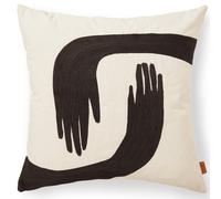 ferm LIVING Cojín POSE 50 x 50 cm, blanco / marrón, algodón, firme LIVING