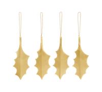 Ferm Living Colgante decorativo Holly leaf 13.5 cm. 4-pack Brass