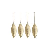 Ferm Living Colgantes de Navidad Leaf Brass. set de 4