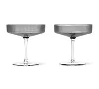 ferm LIVING Copa de champán RIPPLE 150 ml, juego de 2 piezas, gris, firme LIVING