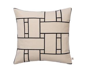 Ferm Living Funda de cojín Lattice Offset Off-white-black. 50x50 cm