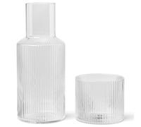ferm LIVING Jarra de agua RIPPLE 500 ml, con vaso, claro, vidrio, firme LIVING