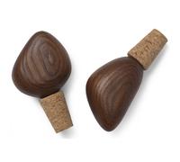 ferm LIVING Tapón de vino CAIRN, juego de 2 piezas, marrón, madera, cerca LIVING
