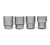 ferm LIVING Vaso de agua RIPPLE 200 ml, juego de 4 piezas, gris, firme LIVING