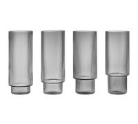 ferm LIVING Vaso largo RIPPLE 300 ml, juego de 4 piezas, gris, firme LIVING