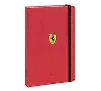 FERRARI, Medium - Agenda 2024 diaria para trabajo o personal, con logotipo Ferrari en relieve efecto gel, cierre con elástico, 11,8 x 18 cm, color rojo