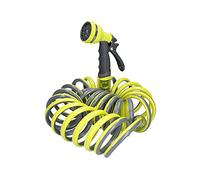 Ferrestock FSKMES001 kit completo de manguera flexible en espiral de 7,5m de longitud, pistola de riego con 6 funciones, conectores para pistola y de rosca para el grifo