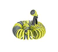 Ferrestock FSKMES002 kit completo de manguera flexible en espiral de 15m de longitud, pistola de riego con 6 funciones, conectores para pistola y de rosca para el grifo