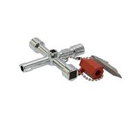 Ferrestock S4 Llave Multifuncional para abrir armarios de control para sistemas de paso de gas, agua, electricidad e instalaciones técnicas