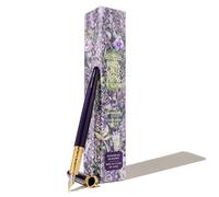 Ferris Wheel Press, pluma estilográfica Bijou, Moonbeam Meadows, doble chapado en oro, acabado de laca zafiro, plumín de acero bicolor, trazo mediano