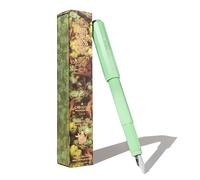 Ferris Wheel Press, pluma estilográfica Carousel, cuerpo de mezcla de acrílico, tapa de clic con sello de aire, perdida en las hojas, verde menta, punta mediana