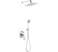 Ferro Algeo Square conjunto de ducha empotrado con rociador con efecto lluvia cromo BAQ7P-SET1-S