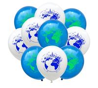 Fesnova 10pcs World Map Globos, Globos de látex de 12 pulgadas con mapa del mundo para decoraciones del Día de la Tierra, suministros de fiesta con mapa de tierra, decoraciones de fiesta con tema de