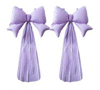 Fesnova 2 globos de lazo lila con flecos, globos de papel de aluminio, decoración para fiestas, decoración de fiestas, decoración para cumpleaños, bodas, fondos fotográficos, 63,5 x 110 cm