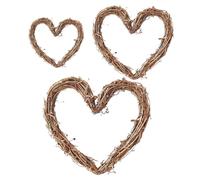 FESTFENDS 3 Piezas Colgante de Pared Guirnalda de Ratán en Forma de Corazón, Beige, de Ratán, para Colgar Pared, Decoración del Hogar, Boda y Fondo Fotográfico