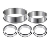 FESTFENDS 8 aros para crumpet de 7,6 cm (3 pulgadas) - Cortador de galletas antiadherente - Molde para muffins ingleses de 10 cm (4 pulgadas) - Cocedor de huevos redondo de acero inoxidable - Doble