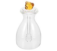 FESTFENDS Dispensador de Miel para Almacenar y Servir de Vidrio Transparente con Tapa y Cucharón Mezclador Tarro de Miel Grande Recipiente Práctico para Cocina en Hogar