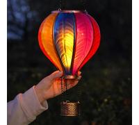 Festive Lights - 62 cm Solar Power XL Rainbow Stain Cool Fiesta Llama realista al aire libre colgante LED SMD LED Hot Air Globo Linterna - Efecto vidrio multicolor - Luz de jardín con asa