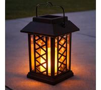 Festive Lights - Farol de jardín (funciona con energía solar, efecto parpadeante, LED ámbar, 17,5 cm).