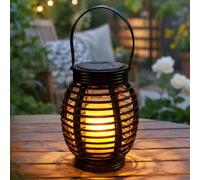 Festive Lights Farolillo solar LED de 21 cm para exteriores, color negro, resistente a la intemperie, con patrón, decoración, para exteriores (21 cm)