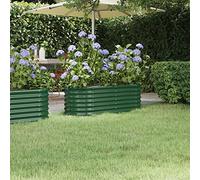 Festnight Arriates de Jardín Oval, Jardinera Elevada Metalico, Jardineras Exterior Grandes, Huerto Urbano Terraza, Jardinera Maceteros de Acero con Recubrimiento, Verde 114x40x36 cm
