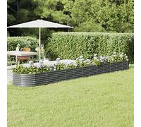 Festnight Arriates de Jardín Oval, Jardinera Elevada Metalico, Jardineras Exterior Grandes, Huerto Urbano Terraza, Jardinera Maceteros de Acero con Recubrimiento, Gris 512x80x36 cm