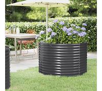 Festnight Arriates de Jardín Redondo, Jardinera Elevada Metalico, Jardineras Exterior Grandes, Huerto Urbano Terraza, Jardinera Maceteros de Acero con Recubrimiento, Gris Antracita 100x100x68 cm
