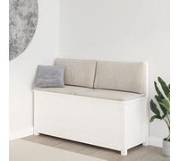 Festnight Banco con Almacenamiento de Madera Banco de Zapatos Asiento Baúl Almacenamiento con Respaldo Baul Almacenamiento Blanco Banco Jardín con Baúl 110 x 41 x 76,5 cm