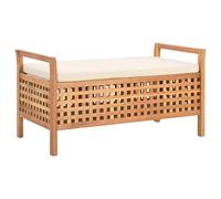 Festnight Banco de Almacenamiento Baúl del Banco de Madera Maciza de Nogal 93x49x49 cm