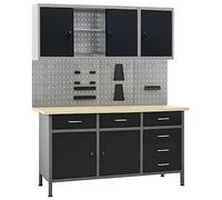 Festnight Banco de Trabajo de Acero con Panel de Herramientas, Mesa de Trabajo Taller, Banco de Trabajo Taller, Mesa Trabajo, Banco de Carpintero, Banco Herramientas Type-1