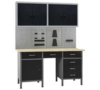Festnight Banco de Trabajo de Acero con Panel de Herramientas, Mesa de Trabajo Taller, Banco de Trabajo Taller, Mesa Trabajo, Banco de Carpintero, Banco Herramientas Type-7
