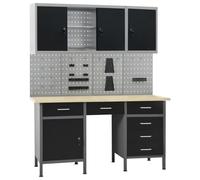 Festnight Banco de Trabajo de Acero con Panel de Herramientas, Mesa de Trabajo Taller, Banco de Trabajo Taller, Mesa Trabajo, Banco de Carpintero, Banco Herramientas Type-2