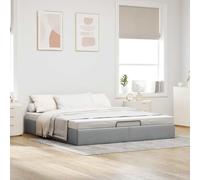 Festnight Cama Canape 200 x 200 cm, Cama Tapizada 200 x 200 cm, con Somier y Espacio de Almacenamiento, Cama Matrimonio, Canapé Abatible 200 x 200 cm, Cama de Almacenamiento Gris Claro