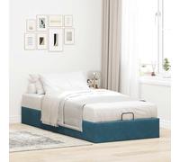 Festnight Cama Canape 80 x 200 cm, Cama Tapizada 80 x 200 cm, con Somier y Espacio de Almacenamiento, Cama Individual, Cama de Almacenamiento, Canapé Abatible 80 x 200 cm Azul Oscuro