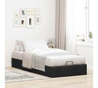 Festnight Cama Canape 80 x 200 cm, Cama Tapizada 80 x 200 cm, con Somier y Espacio de Almacenamiento, Cama Individual, Canapé Abatible 80 x 200 cm, Cama de Almacenamiento Negro