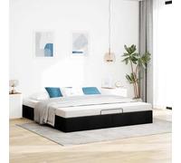 Festnight Cama Canapé Abatible 180 x 200 cm Somier Negro, Tapizado Matrimonio, Espacio Almacenamiento