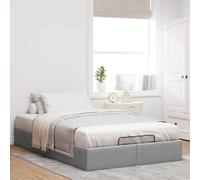 Festnight Cama Canapé Tapizado 120 x 200 cm con Somier y Almacenamiento, Canapé Abatible Matrimonio Gris Claro