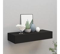 Festnight Estante con Cajón de Pared, Estanteria Pared, Estante con Cajon, Msitas de Noche Colgantes, Estantes Flotantes,para Cocina, Salón y Pasillo Negro 60 x 23.5 x 10 cm