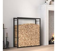 Festnight Leñero Interior de Acero leñero Rectangular de Metal Soporte Alto para Leña Moderno Almacenamiento de Leña 80 X 28 X 86 Cm