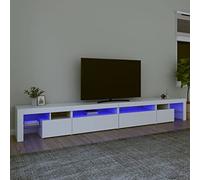 Festnight Mueble de TV con Luces LED Soporte para TV con Estantes Mesas para TV 2 en 1 Mobiliario Aparador TV Salón, Blanco 290x36.5x40 cm