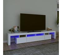 Festnight Mueble de TV con Luces LED Soporte para TV con Estantes Mesas para TV 2 en 1 Mobiliario Aparador TV Salón, Blanco 230x36.5x40 cm