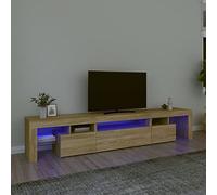Festnight Mueble de TV con Luces LED Soporte para TV con Estantes Mesas para TV 2 en 1 Mobiliario Aparador TV Salon Mueble TV Salón, Roble Sonoma 215x36.5x40 cm